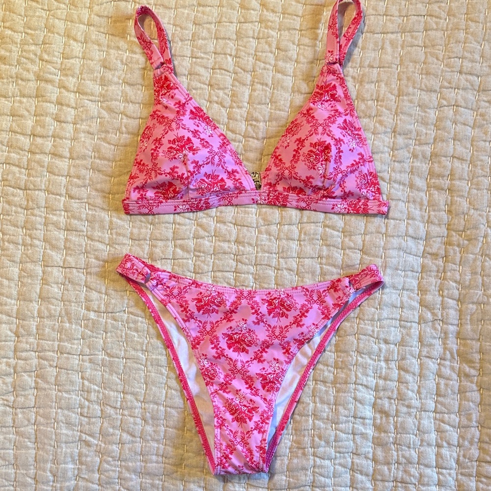 Pink Floral Two-Piece Bikini Set
